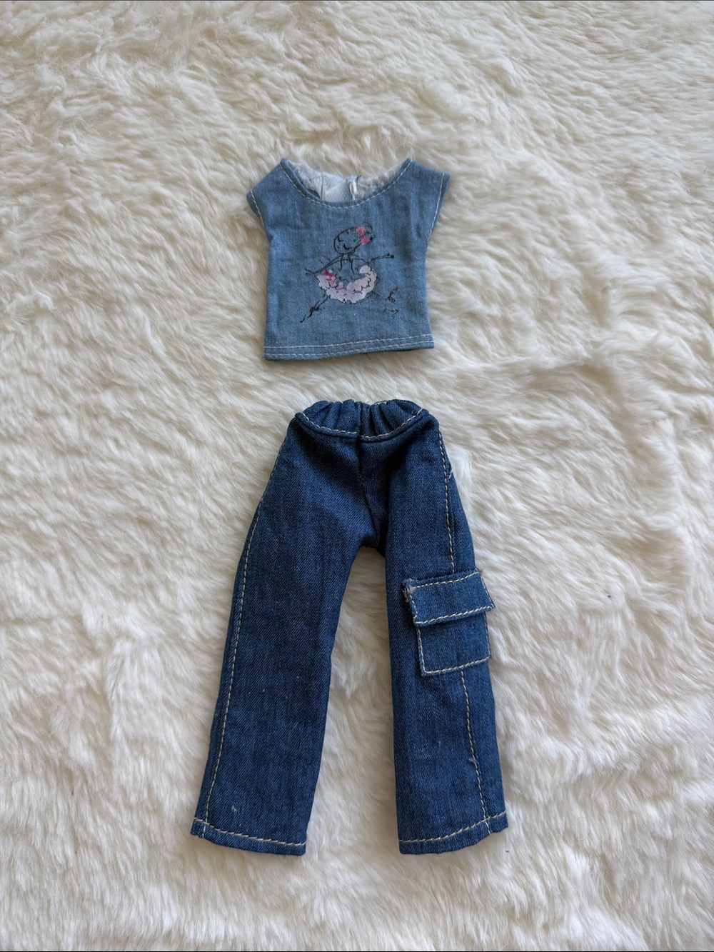 Blythe Doll Clothes Jeans Shirt outfit denim blue cute